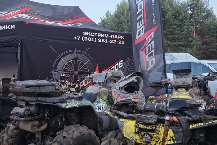Лагерь экстрим-парка «Роза ветров» и техника CFMOTO и BRP после спецучастка